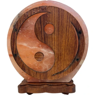 Afbeelding van Zoutsteen lamp rond deco yin yang incl. elektra