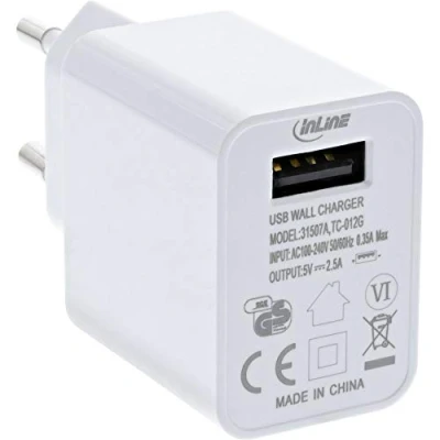 Afbeelding van InLine Voedingseenheid 2,5 A (USB) (12.50 W), USB lader, Wit