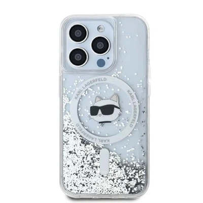 Afbeelding van Karl Lagerfeld Liquid Glitter Choupette Head MagSafe hoesje voor iPhone 13 Pro / transparant