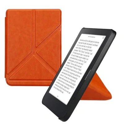 Afbeelding van kwmobile e reader hoesje compatibel Met Kobo Clara 2E hoes standaard Ereader cover van kunstleer In oranje