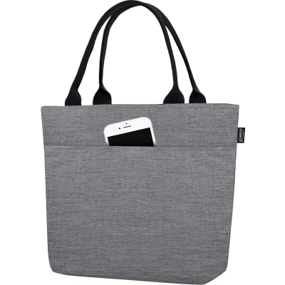 Afbeelding van Koeltas Kleine lichtgewicht lunchtas Geïsoleerde tas voor werk School Opvouwbare waterdichte ritssluiting Grijs