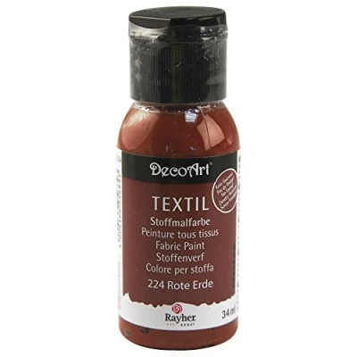 Afbeelding van Rayher 38500224 Textielverf, textielverf rode aarde, fles 34 ml, zeer dekkend, romige acrylverf speciaal voor textiel, wasbestendig