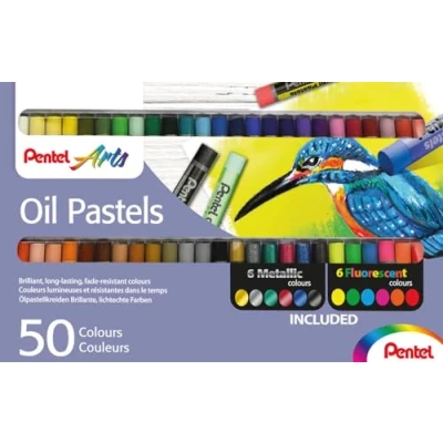 Afbeelding van Pentel PHN oliepastels 50 kleuren inclusief metallic en neon (Pack van verschillende kleuren)