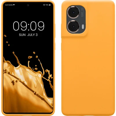 Afbeelding van kwmobile telefoonhoesje geschikt voor Motorola Moto G85 5G Hoesje met siliconen coating Smartphone case in fruitig oranje