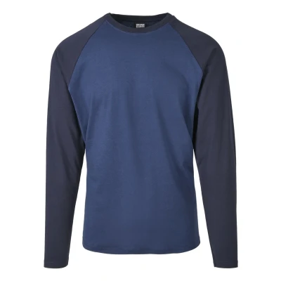 Afbeelding van Urban Classics Raglan Contrast LS Longsleeve, Heren, Maat: 3XL, Darkblue/midnightnavy