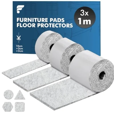 Afbeelding van shinfly Viltglijders, zelfklevend, 4 mm dik, vilt, zelfklevende meubelglijders (100 cm x 10 + 100 2 cm), snijd elke vorm, sterk klevende anti slip viltglijders voor stoelen,