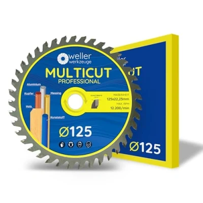 Afbeelding van WELLERWERKZEUGE Multicut zaagblad van 125 mm voor hout, kunststof non ferrometalen zoals aluminium, koper, messing, doorslijpschijf met 40 tanden