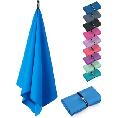 Afbeelding van Fit Flip Microvezel handdoeken compact, ultralicht &amp; sneldrogend de perfecte sporthanddoek, strandlaken en reishanddoek (90x180cm 1 stuk, Blauw)