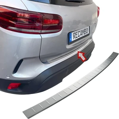 Afbeelding van RECAMBO Bumperbescherming roestvrij staal mat geborsteld met textuur compatibel Citroen C5 Aircross vanaf 2018 styling en bescherming voor de bumper