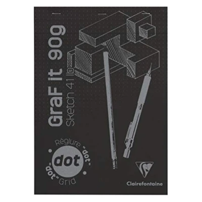 Afbeelding van Clairefontaine 96844C Graf it Schetsblok, DIN A4, 21 x 29,7 cm, 80 vellen, 90 g, DOT liniëring, geniet, ideaal voor droogtechnieken, 1 stuk, zwart