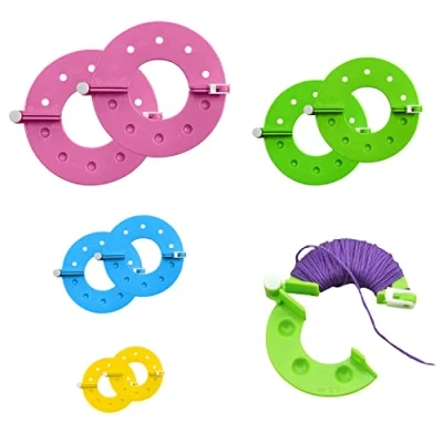 Afbeelding van pompon machine, 8 stuks, kwastmakingsgereedschap, breigereedschap, handgemaakte pompons, 4 maten (3,5/5,5/7 en 9 cm) (Willekeurige kleur)