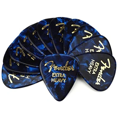 Afbeelding van Fender® »351 SHAPE CLASSIC PICKS« celluloid picks Vorm: 351 pak van 12 sterkte: X Heavy Kleur: Blue Moto