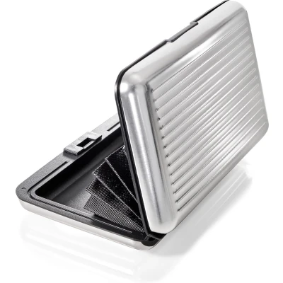 Afbeelding van Creditcardhouder van Aluminium Portemonnee Dames Heren Blokkeert RFID en NFC Stralen dus Geen Gegevensdiefstal Voor Creditcards, Identiteitskaarten Kaartenetui Pasjeshouder Zilver