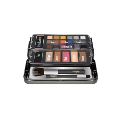 Afbeelding van bonvoyage New Hello Beautiful, Fashion Tinnen Etui met Cantilever Trays, Complete Professionele Make up Kit voor Ogen en Gezicht, Gift Set Meisjes, Tieners Vrouwen