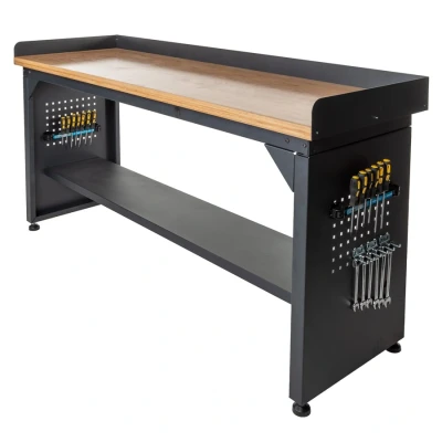 Afbeelding van Datona Werkbank PRO Bamboe Werkblad Legbord 200 Cm Zwart (200 x 64 95 cm)