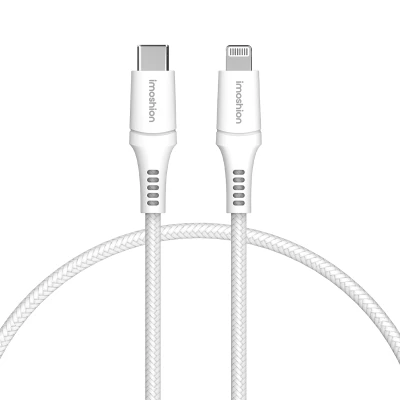 Afbeelding van imoshion 1 m USB C naar Lightning Kabel 12 W Textiel Wit Geschikt voor Apple iPhone / iPad