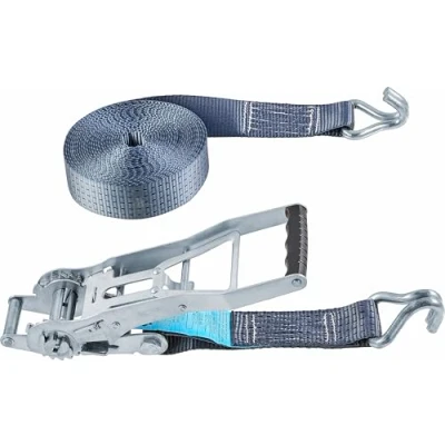 Afbeelding van Connex Sjorband tweedelig 8 m x 50 mm 5000 kg maximale belastbaarheid met spanratel &amp; puntige haak van polyester/spanband/ladingbeveiliging/ratelgordel / B34418