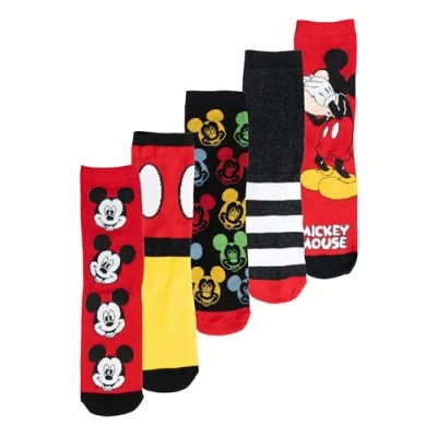 Afbeelding van Disney Mickey Mouse sokken voor heren, sneakerkousen, 40 45 (set van 5), Meerkleurig, EU