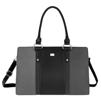 Afbeelding van David Jones Grote handtas voor dames, shopper Damestas met handvat, PU leren tas A4 formaat, schoudertas, werktas, schooltas, kantoortas, aktetas, lange handgreep, elegante grijs
