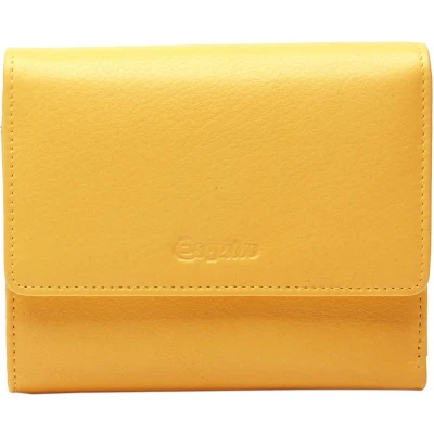 Afbeelding van Esquire Leren Portemonnee Viktoria Flap Wallet Yellow Geel