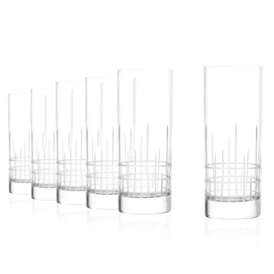 Afbeelding van Stölzle Lausitz Longdrinkglazen, New York Bar Manhattan 405 ml, set van 6, briljant kristalglas met matte decoratieve slijping, stoot en vaatwasmachinebestendig