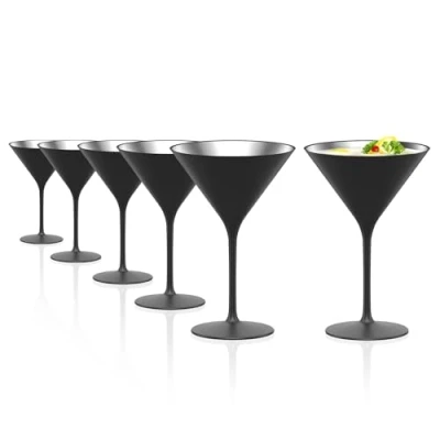 Afbeelding van Stölzle Lausitz Cocktailschaal Elements 240 ml, Martini glazen, set van 6, zwart zilver, cocktailglazen, vaatwasmachinebestendig en schokbestendig, hoogwaardig kristalglas, martiniglazen