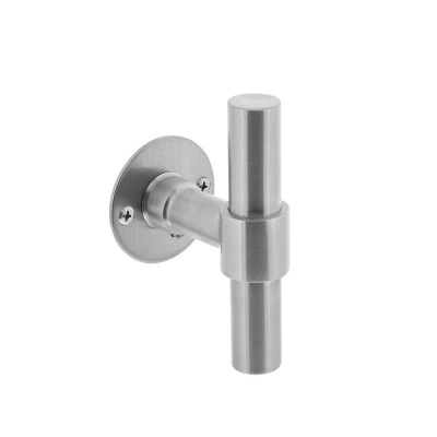 Afbeelding van Deurklink T model met rozet 2mm geborsteld RVS