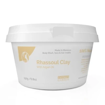 Afbeelding van Fatima&#039;s Garden Rhassoul Klei met Argan &amp; Eucalyptus Detox Verzachter, 250g
