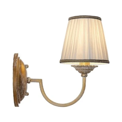 Afbeelding van Lindby Wandlamp 1licht textiel, metaal H: 27 cm E14 crème, messing