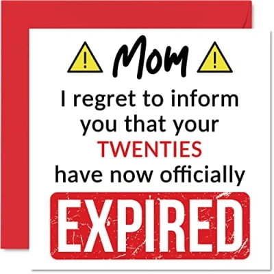 Afbeelding van Grappige 30e verjaardagskaarten voor mama je twintigers zijn verlopen Happy Birthday Card van zoon dochter, 145 mm x Banter Joke Humor Bday Wenskaarten Gift