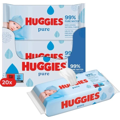 Afbeelding van Huggies Pure Billendoekjes 1120 babydoekjes 20 x 56