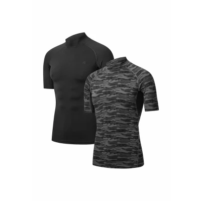 Afbeelding van Danish Endurance Compression Short Sleeve 2PACK Sport Tshirt, Heren, Maat: Medium, Black grey camo