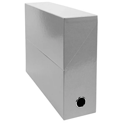 Afbeelding van Exacompta 89937E verpakking met 5 transferboxen Iderama van gelamineerd karton, robuust en duurzaam, 24 x 32 cm, ideaal voor je documenten in DIN A4 formaat, rug 90 mm, grijs, stuks