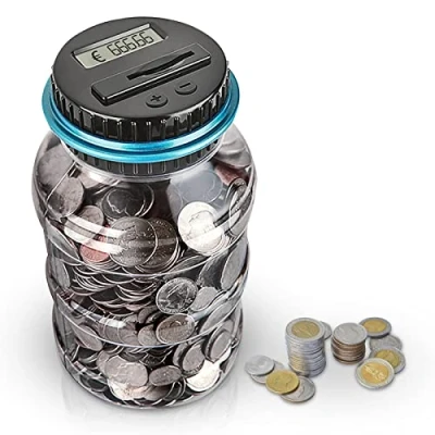 Afbeelding van AOZBZ Spaarpot, teller, spaarvarken met lcd display, automatische muntenteller, veilig muntenbesparend contant geld, geschikt voor kinderen, verjaardagscadeau, 1,8 liter