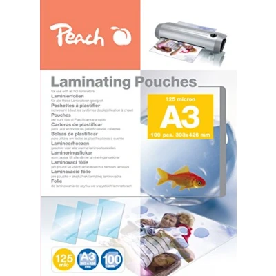 Afbeelding van Peach Lamineerfolie A3 125 mic 100 pouches glanzend premium kwaliteit voor de beste lamineerresultaten compatibel met apparaten van alle merken fabrikanten PP525 01