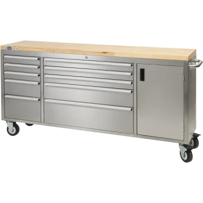 Afbeelding van Topkeuze Gereedschapswagen En Werkbank RVS 10 Laden (183 x 46 92 cm) Datona