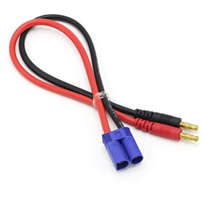 Afbeelding van VUNIVERSUM Originele Lipo acculader met hoge stroom EC5 stekker mannelijke 2 pins naar 4 mm banaanstekker gouden 30 cm 14AWG 2,5 mm² siliconen kabel