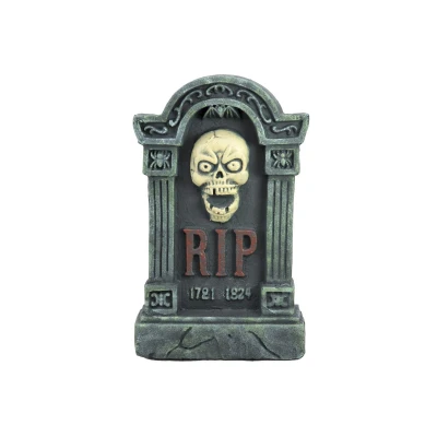 Afbeelding van Europalms Halloween grafsteen met schedel, 56cm decoratie versiering accessoires feestjes