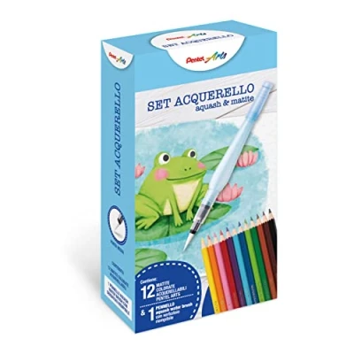 Afbeelding van Pentel XFRH+CB9 Aquarelset 12 aquarelstiften &amp; 1 vulbare penseel Aquash Water Brush