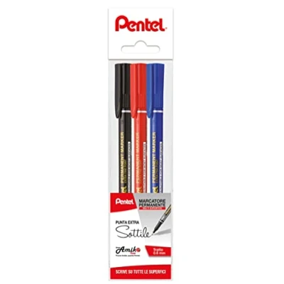 Afbeelding van Pentel NF450 Permanente marker extra fijne kleuren ass.ti 3 stuks