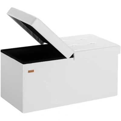 Afbeelding van Opvouwbare Zitbank met opbergruimte en deksel 80cm Wit