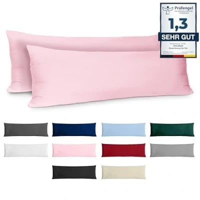 Afbeelding van Kussenkussen 40x145 Versterkte katoen (set van 2) roze strak weven 57 draden/cm² kussensloop 40 x 145 cm gecertificeerde oeko tex