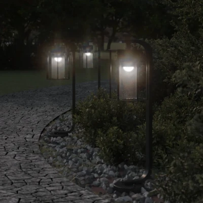 Afbeelding van Vloerlamp voor buiten 3 st 60 cm roestvrij staal zwart