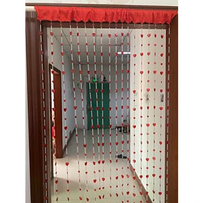 Afbeelding van ZiDeTang Acryl kralen deurgordijn huisdecor kwastje kamerscheidingsgordijn (100 cm bij 195 cm, hart rood)