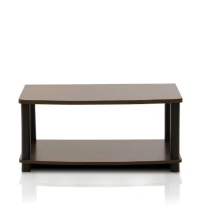 Afbeelding van Furinno Kleine tv kast met 2 legplanken, donkerbruin/zwart, 40,13 x 27,94 cm