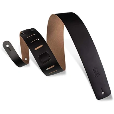 Afbeelding van Levys Leathers M1 BLK lederen gitaarband zwart