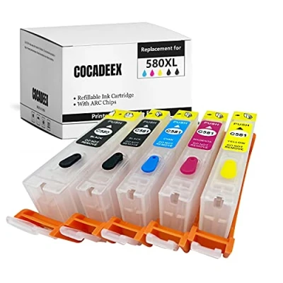Afbeelding van COCADEEX 580XXL lege navulbare inktcartridge, vervanging compatibel met Canon PGI CLI 581XXL, voor PIXMA TS6150 TS6151 TS6250 TS6251 TS6350 TS6351 TS705 TR7550 TS9550 TS9551 C printer