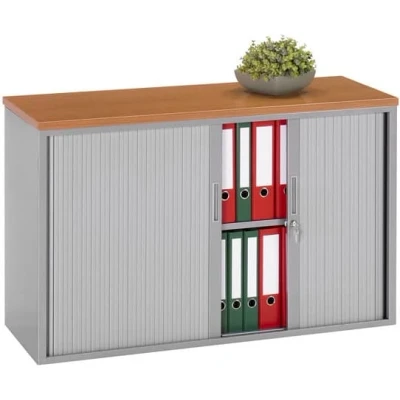Afbeelding van Stalen roldeurkast 72,5x120x43cm bladkleur Licht Eiken framekleur Wit (RAL9010)