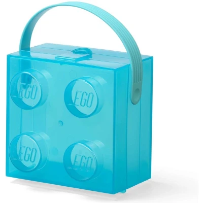 Afbeelding van LEGO Lunchbox Brick 4 met Handvat Transparant Nylon Blauw