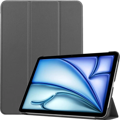 Afbeelding van Case2go Tablet hoes geschikt voor Apple iPad Air 13 (2024) Tri fold Auto/Wake functie Grijs